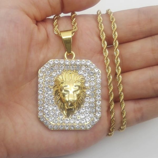 2pcs stainless steel rope chain lion head pendants necklace hip hop men iced out necklaces n850, Silver
2pcs stainless steel rope chain lion head pendants necklace hip hop men iced out necklaces n850, Silver