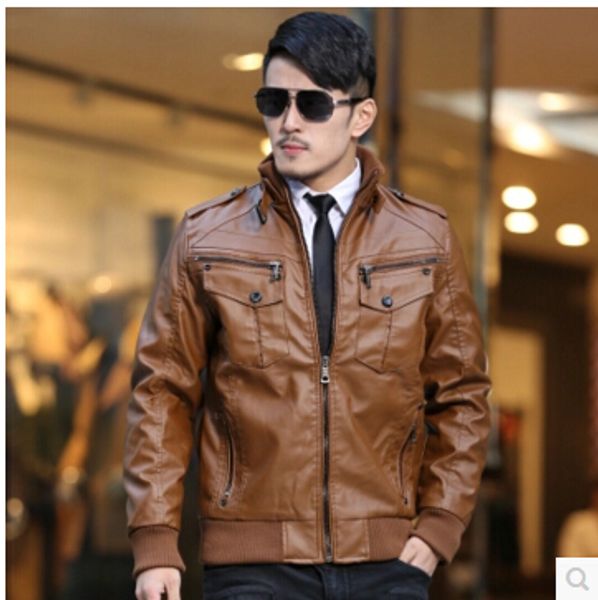 wholesale- nice new men's brand washed leather jacket fashion thickening motorcycle leather jacket men winter plus size leather coat, Black
wholesale- nice new men's brand washed leather jacket fashion thickening motorcycle leather jacket men winter plus size leather coat, Black