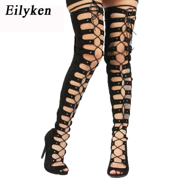 eilyken party shoes thigh high boots pumps 12cm women summer long boots over the knee gladiator sandal high heel shoes, Black
eilyken party shoes thigh high boots pumps 12cm women summer long boots over the knee gladiator sandal high heel shoes, Black