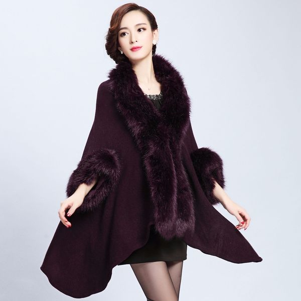 women fur jacket coat long knit cardigan shawl cloak coat female fur shawl ladies thick outerwear, Black
women fur jacket coat long knit cardigan shawl cloak coat female fur shawl ladies thick outerwear, Black