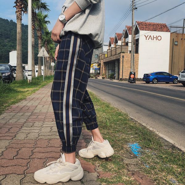 autumn men's new fashion personality temperament youth popular trousers wild cotton polyester plaid loose beam casual pants, Black
autumn men's new fashion personality temperament youth popular trousers wild cotton polyester plaid loose beam casual pants, Black
