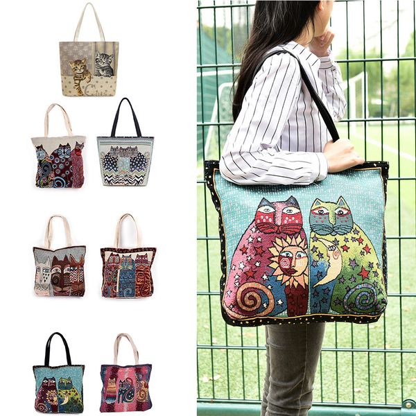 vintage women embroidery cats canvas shoulder bag clutch handbag female shopping bag travel summer beach for girls
vintage women embroidery cats canvas shoulder bag clutch handbag female shopping bag travel summer beach for girls
