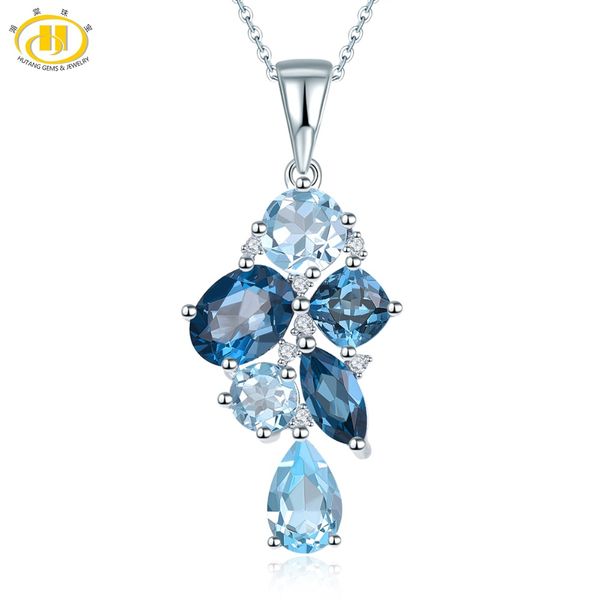 

hutang london blue z pendant natural gemstone solid 925 sterling silver necklace fine fashion stone jewelry gift accessories