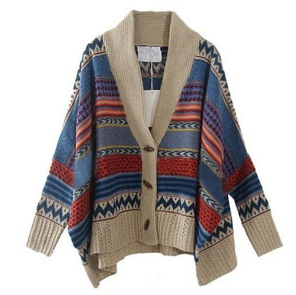 bohemian casual tribal oversized knit bat sleeve sweater coat knitwear cardigan, White;black
bohemian casual tribal oversized knit bat sleeve sweater coat knitwear cardigan, White;black