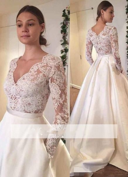 2021 modest elegant wedding dresses v neck lace applique a line long sleeves sweep train wedding dress bridal gowns vestidos de noiva, White
2021 modest elegant wedding dresses v neck lace applique a line long sleeves sweep train wedding dress bridal gowns vestidos de noiva, White
