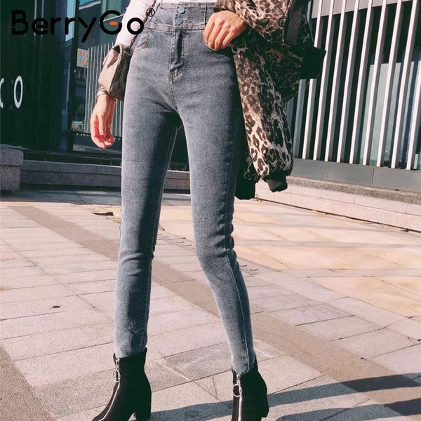 berrygo high waist women jeans streetwear chic denim skinny jeans pencil pants casual slim fit winter 2018 female pants, Blue
berrygo high waist women jeans streetwear chic denim skinny jeans pencil pants casual slim fit winter 2018 female pants, Blue