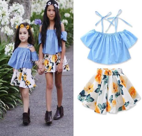 wholesale kids designer clothes girls ins suits fashion summer sling blue t-shirt flower short skirt 2pcs suit baby girl designer clothes, White
wholesale kids designer clothes girls ins suits fashion summer sling blue t-shirt flower short skirt 2pcs suit baby girl designer clothes, White