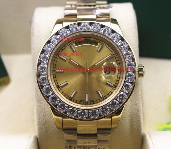 wristwatches day-date 2 ii 41mm sapphire 18k yellow gold golden dial bigger diamond automatic mechanical mens watch watches, Slivery;brown
wristwatches day-date 2 ii 41mm sapphire 18k yellow gold golden dial bigger diamond automatic mechanical mens watch watches, Slivery;brown