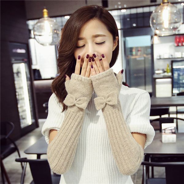 2018 autumn winter women knitted wool gloves elegant bowknot lady fingerless mittens thermal arm warmers solid color half finger, Blue;gray
2018 autumn winter women knitted wool gloves elegant bowknot lady fingerless mittens thermal arm warmers solid color half finger, Blue;gray