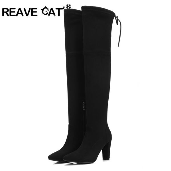 reave cat shoes woman over the knee boots ladies botas mujer zapatos de mujer pointed toe zipper flock black solid cool a1462
reave cat shoes woman over the knee boots ladies botas mujer zapatos de mujer pointed toe zipper flock black solid cool a1462