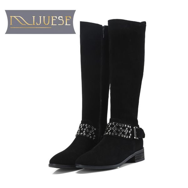 mljuese 2018 women knee high boots cow leather buckle strap rivets rome style winter warm fur short plush high boots size 34-43, Black
mljuese 2018 women knee high boots cow leather buckle strap rivets rome style winter warm fur short plush high boots size 34-43, Black