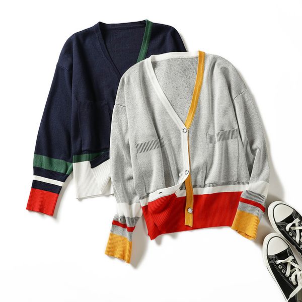 fashion 2018 autumn and winter new sweater knitted v-neck long-sleeve stitching sweater, White;black
fashion 2018 autumn and winter new sweater knitted v-neck long-sleeve stitching sweater, White;black