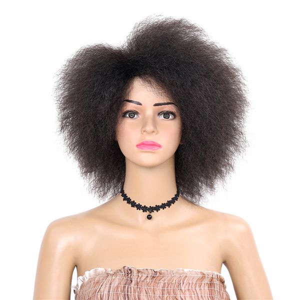

Мода 6 дюймов кудрявый вьющиеся короткие афро парики 6 дюймов природа черный синтетический парик для женщин 90 г