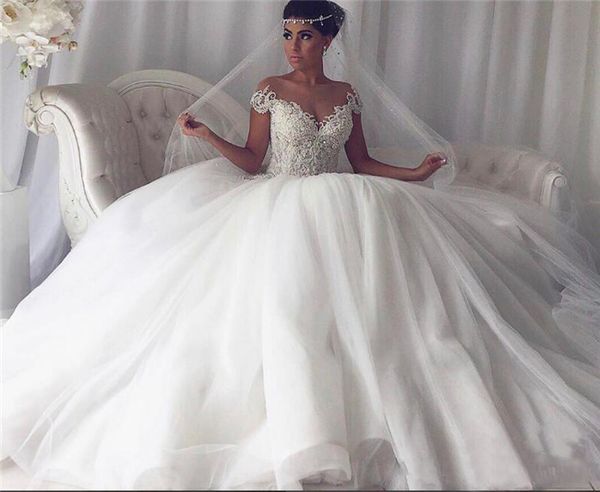 luxury ball gown wedding dresses sheer neck zipper back tulle beaded lace new fashion garden wedding gowns bridal gowns custom made, White
luxury ball gown wedding dresses sheer neck zipper back tulle beaded lace new fashion garden wedding gowns bridal gowns custom made, White