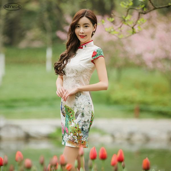 print peacock vintage traditional chinese women slim short sleeve cheongsam qipao dress mandarin collar oriental dresses evening, Red
print peacock vintage traditional chinese women slim short sleeve cheongsam qipao dress mandarin collar oriental dresses evening, Red