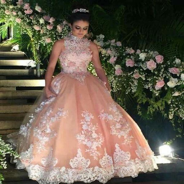 sweet 16 lace champagne quinceanera prom dresses 2019 vestido debutante 15 ball gown high neck sheer prom dress for party, Blue;red
sweet 16 lace champagne quinceanera prom dresses 2019 vestido debutante 15 ball gown high neck sheer prom dress for party, Blue;red