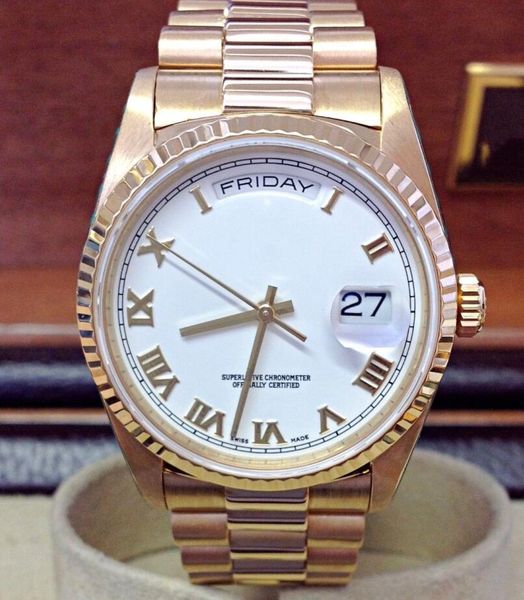 luxury mens watch day-date 41mm 18238 18k yellow gold white roman movement automatic mens wristwatches, Slivery;brown
luxury mens watch day-date 41mm 18238 18k yellow gold white roman movement automatic mens wristwatches, Slivery;brown