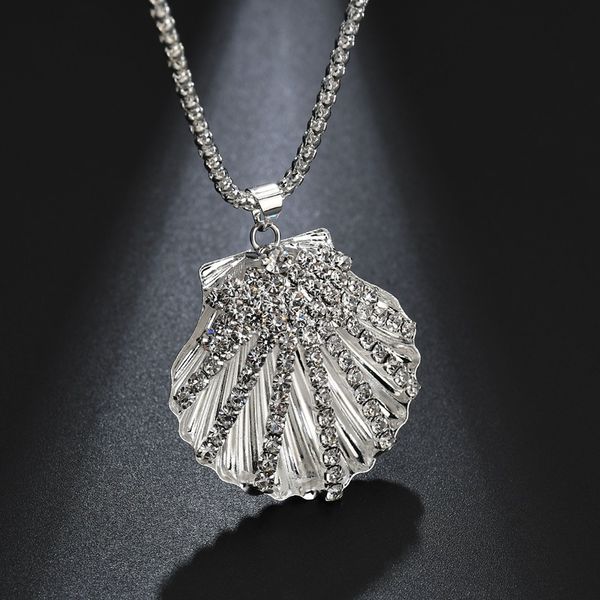 fashion shell pendant necklace for women silver color crystal long chain necklace female wedding party collares jewelry
fashion shell pendant necklace for women silver color crystal long chain necklace female wedding party collares jewelry