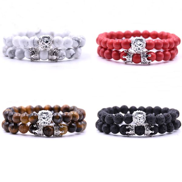 new bead strand bracelet set pack lion head rhinestone crown couple lava onyx bracelet lovers' jewelry ing, Black
new bead strand bracelet set pack lion head rhinestone crown couple lava onyx bracelet lovers' jewelry ing, Black