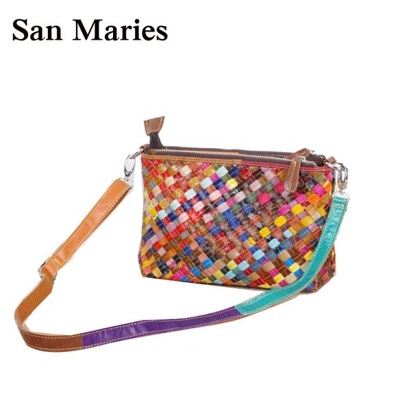 preppy stylewoman bag sheepskin bags women genuine leather small knitting fashion messenger bags