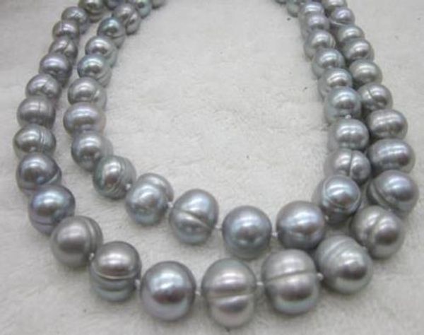 11-13mm south sea gray real natural pearl necklace 51inch yellow spherical, Silver
11-13mm south sea gray real natural pearl necklace 51inch yellow spherical, Silver