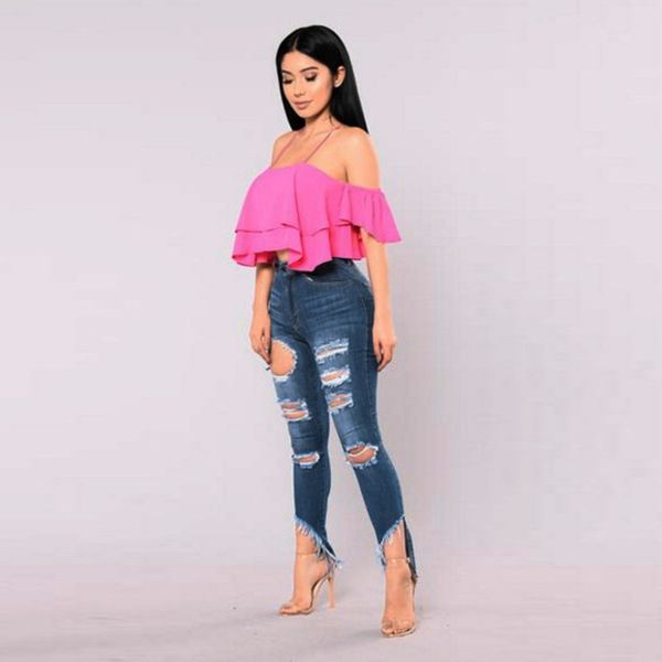 2018 solid blue women jeans irregular hole brief long length high waist female casual skinny lady pencil pants
2018 solid blue women jeans irregular hole brief long length high waist female casual skinny lady pencil pants