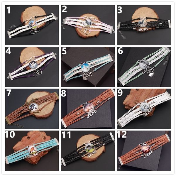 fashion 10pcs/lot leather horse snap bracelets vintage women jewelry charm pattern glass handmade woven multi-layer combination bangle gifts, Silver
fashion 10pcs/lot leather horse snap bracelets vintage women jewelry charm pattern glass handmade woven multi-layer combination bangle gifts, Silver