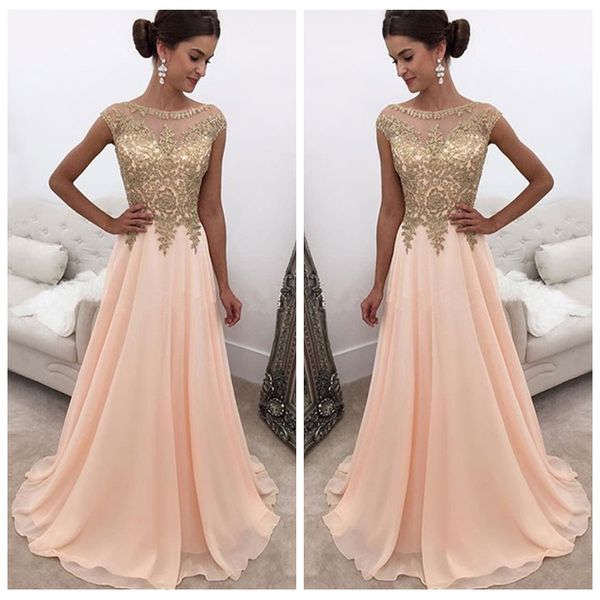 2021 scoop neck cap sheer a-line prom dresses with gold lace appliques custom a line chiffon formal party wear formal evening gowns, Black
2021 scoop neck cap sheer a-line prom dresses with gold lace appliques custom a line chiffon formal party wear formal evening gowns, Black