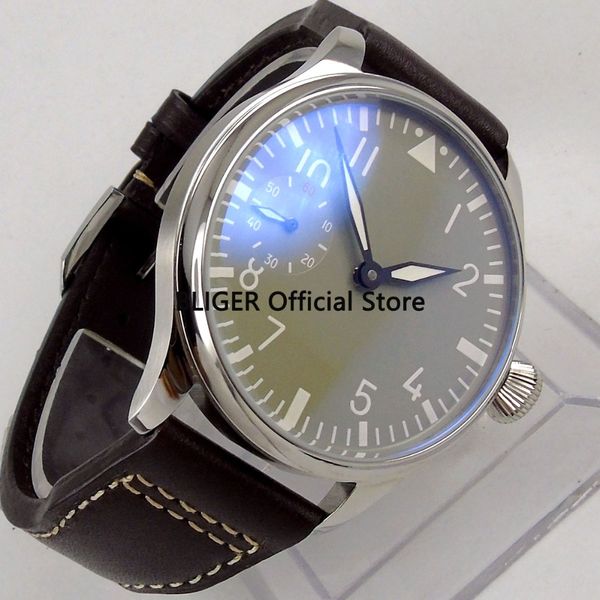 classic 44mm grey no dial white arabic marks luminous pointer 17 jewels 6497 hand winding movement men's watch p458, Slivery;brown
classic 44mm grey no dial white arabic marks luminous pointer 17 jewels 6497 hand winding movement men's watch p458, Slivery;brown