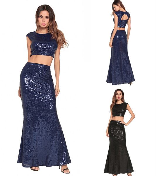 navy blue sequined two pieces mermaid prom dresses long backless formal evening dress party real picture special occasion dress, Black
navy blue sequined two pieces mermaid prom dresses long backless formal evening dress party real picture special occasion dress, Black