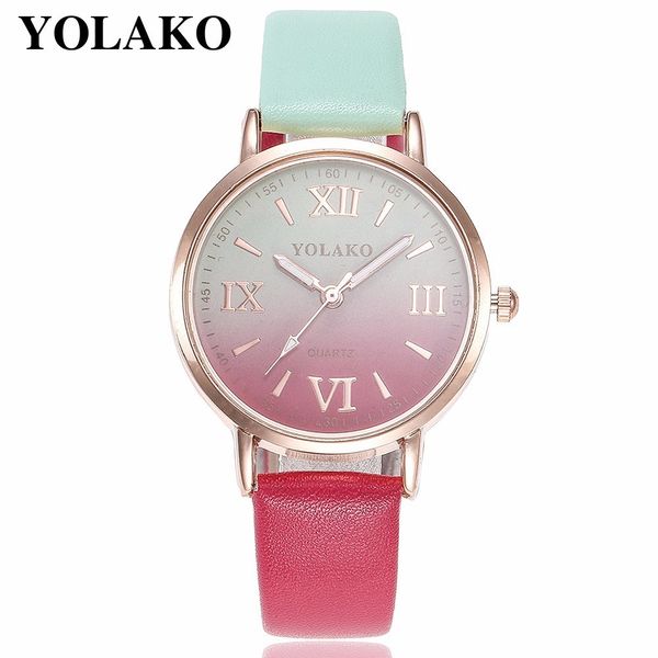 yolako brand women retro gradient rainbow leather watch casual ladies sport quartz watches luxury wrist watch, Slivery;brown
yolako brand women retro gradient rainbow leather watch casual ladies sport quartz watches luxury wrist watch, Slivery;brown
