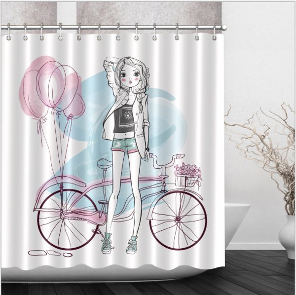 bicycle girl 3d pattern print custom waterproof bathroom modern shower curtain polyester fabric bathroom curtain door mat sets
bicycle girl 3d pattern print custom waterproof bathroom modern shower curtain polyester fabric bathroom curtain door mat sets
