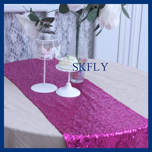 

ru009j very nice wedding glitter pink fuchsia sequin table runner