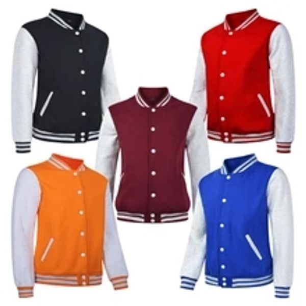 

plain blank letterman varsity college team uniform custom logo baseball jacket men orange navy blue maroon red, Black;brown