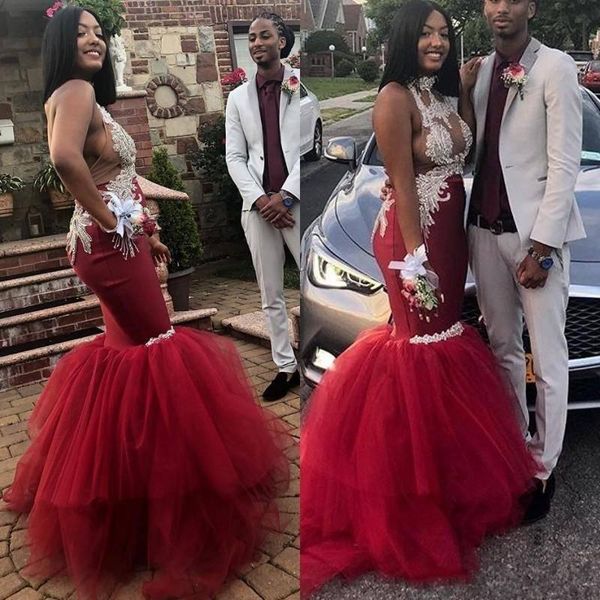 dark red prom dresses saudi african high neck 3d lace appliques mermaid evening dress back tulle cocktail gowns formal vestidos, Black
dark red prom dresses saudi african high neck 3d lace appliques mermaid evening dress back tulle cocktail gowns formal vestidos, Black