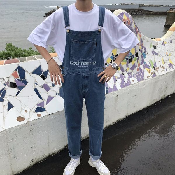 new 2018 men's clothing gd hair stylist fashion korean straight jean bib pants conjoined pants singer costumes, Blue
new 2018 men's clothing gd hair stylist fashion korean straight jean bib pants conjoined pants singer costumes, Blue