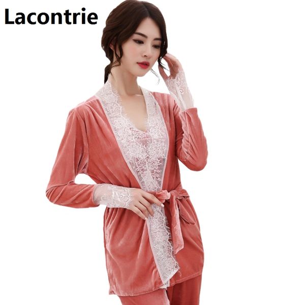 lacontrie pajamas sets women spring autumn long-sleeved lace stitching shirts+sling+long pants 3pcs suit sets pajamas n009, Black;red
lacontrie pajamas sets women spring autumn long-sleeved lace stitching shirts+sling+long pants 3pcs suit sets pajamas n009, Black;red