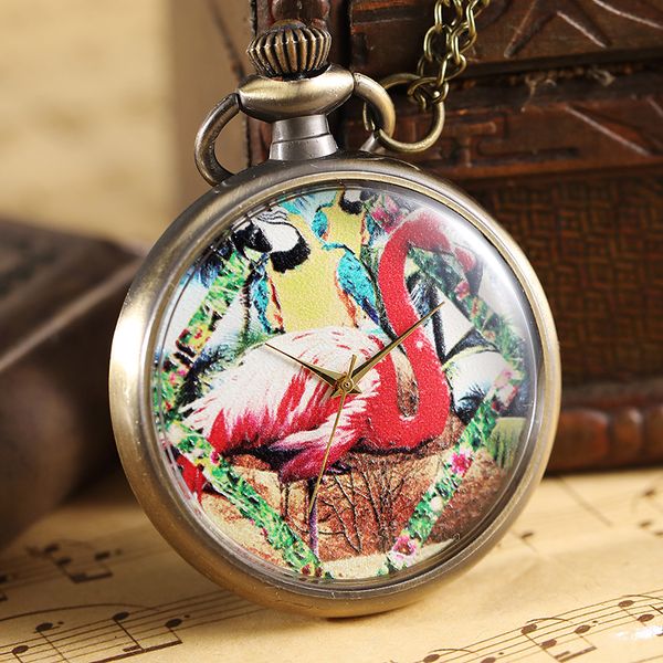 vintage pink flamingo pattern pocket watch men women necklace chain elegant pendant bronze analog quartz male clock watch gifts, Slivery;golden
vintage pink flamingo pattern pocket watch men women necklace chain elegant pendant bronze analog quartz male clock watch gifts, Slivery;golden