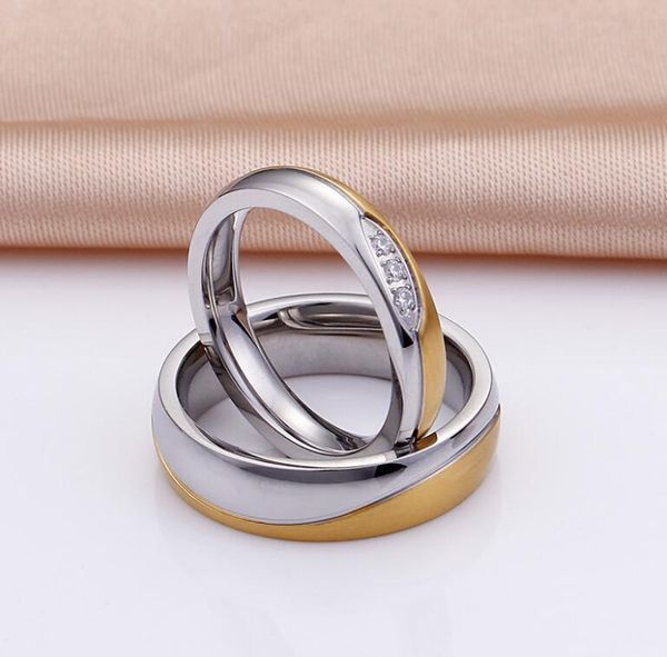 fashion titanium steel men's womens couples rings stainless steel promise wedding band rings with 3 cz crystal size, Silver
fashion titanium steel men's womens couples rings stainless steel promise wedding band rings with 3 cz crystal size, Silver