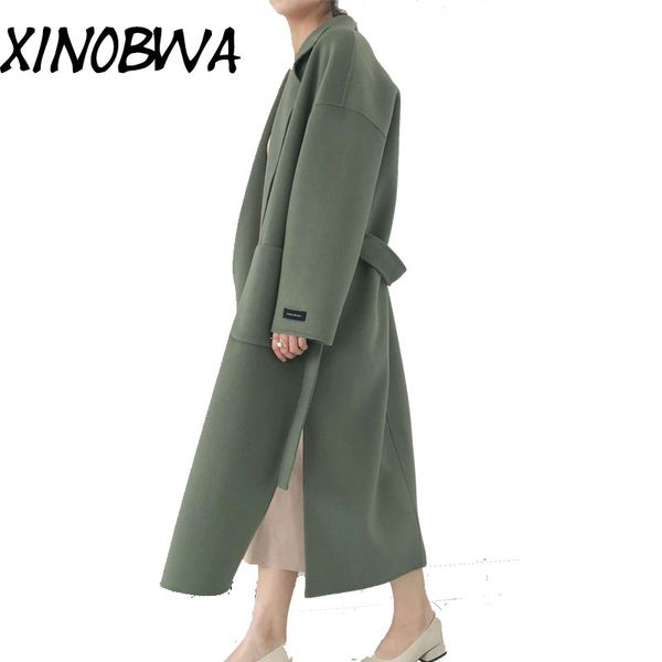 europe new winter autumn womens double cashmere woolen blends long loose coat female plus size cashmere long jackets with sashes, Black
europe new winter autumn womens double cashmere woolen blends long loose coat female plus size cashmere long jackets with sashes, Black