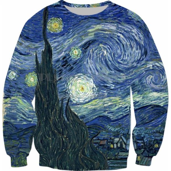 new fashion women/men painting starry night harauku style funny 3d printed crewneck sweatshirts hoodies k73, Black
new fashion women/men painting starry night harauku style funny 3d printed crewneck sweatshirts hoodies k73, Black