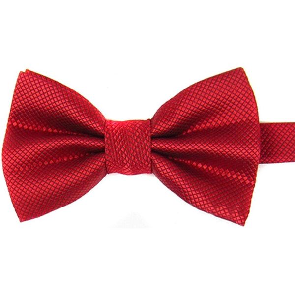 men's plain polyester pre tied wedding bow tie (red, Black;blue