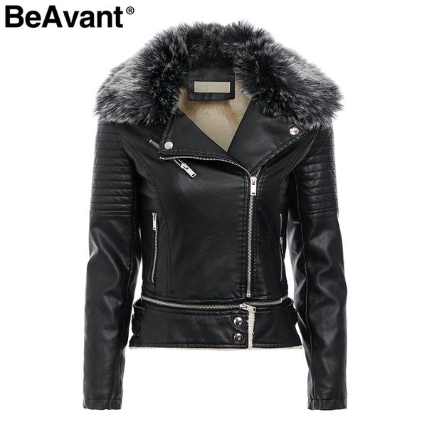 beavant fur collar jacket leather coat women plus size zipper pu leather jacket 2018 winter coat ladies outerwear, Black
beavant fur collar jacket leather coat women plus size zipper pu leather jacket 2018 winter coat ladies outerwear, Black