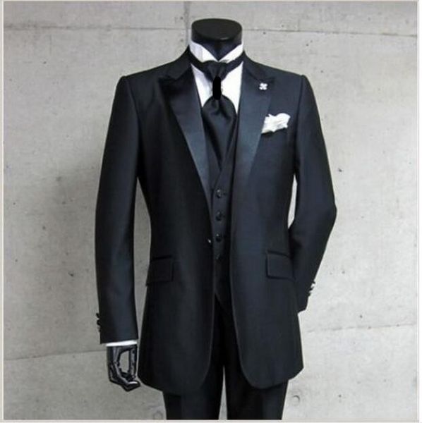 new arrivals one button black groom tuxedos groomsmen peak lapel man blazer mens wedding suits (jacket+pants+vest+tie) h:825, Black;gray 
new arrivals one button black groom tuxedos groomsmen peak lapel man blazer mens wedding suits (jacket+pants+vest+tie) h:825, Black;gray