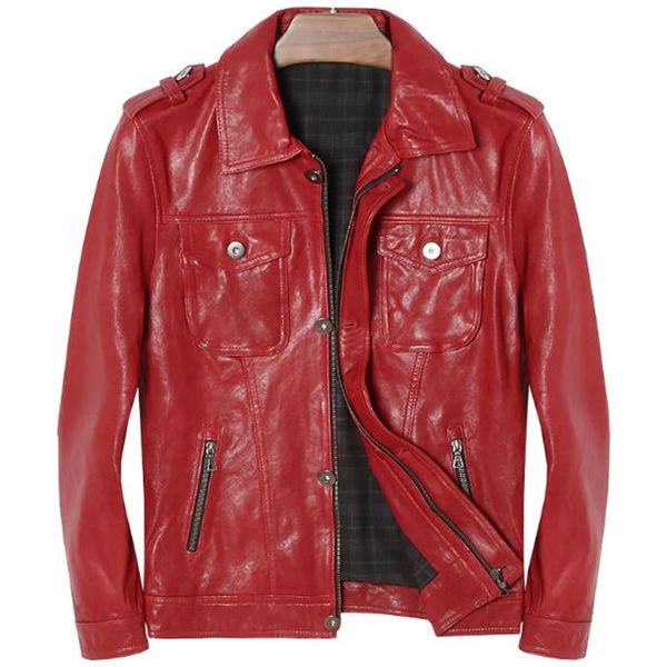 brand genuine leather jackets for men 100% real sheepskin coat red slim fit jacket male 2018 veste en cuir homme, Black
brand genuine leather jackets for men 100% real sheepskin coat red slim fit jacket male 2018 veste en cuir homme, Black