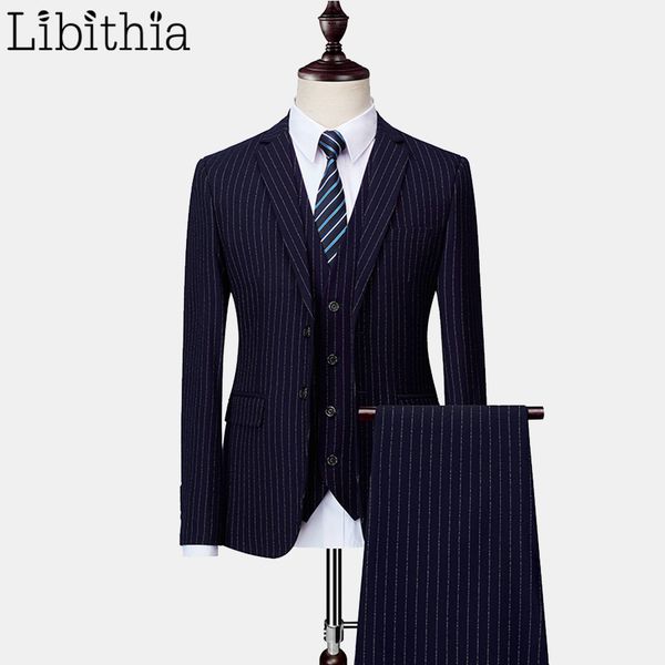 men's slim fit 3 piece suits two buttons striped blazer jackets vest plus size m-6xl blue black grey dress wedding male t222, White;black
men's slim fit 3 piece suits two buttons striped blazer jackets vest plus size m-6xl blue black grey dress wedding male t222, White;black