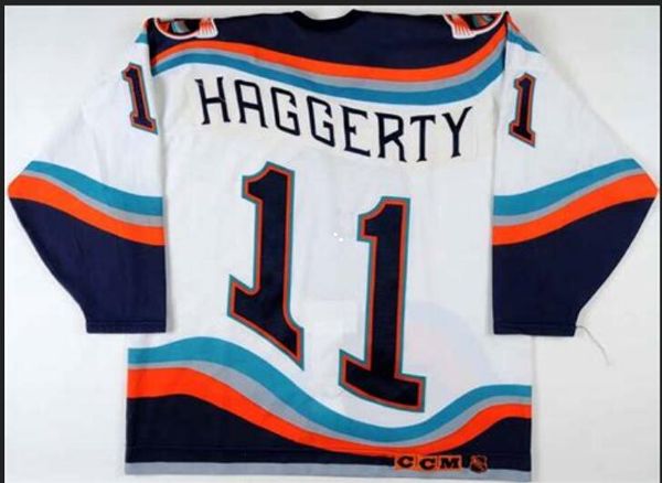 1996-98 sean haggerty & darius kasparaitis #11 new york islanders game worn jersey - team letter or custom any name or number retro jersey, Black;red
1996-98 sean haggerty & darius kasparaitis #11 new york islanders game worn jersey - team letter or custom any name or number retro jersey, Black;red