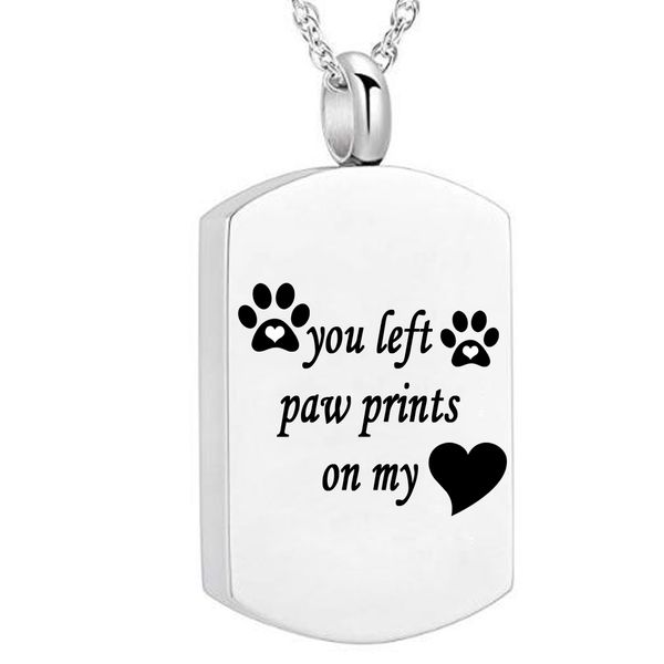 'you left paw prints on my' urn necklace for ashes memorial keepsake cremation pendant jewelry, Silver
'you left paw prints on my' urn necklace for ashes memorial keepsake cremation pendant jewelry, Silver