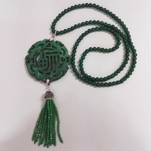 vintage asia ancient sculpture carving art pattern dark green semi precious onyx beads stone tassel pendant necklace diy jewelry, Black
vintage asia ancient sculpture carving art pattern dark green semi precious onyx beads stone tassel pendant necklace diy jewelry, Black