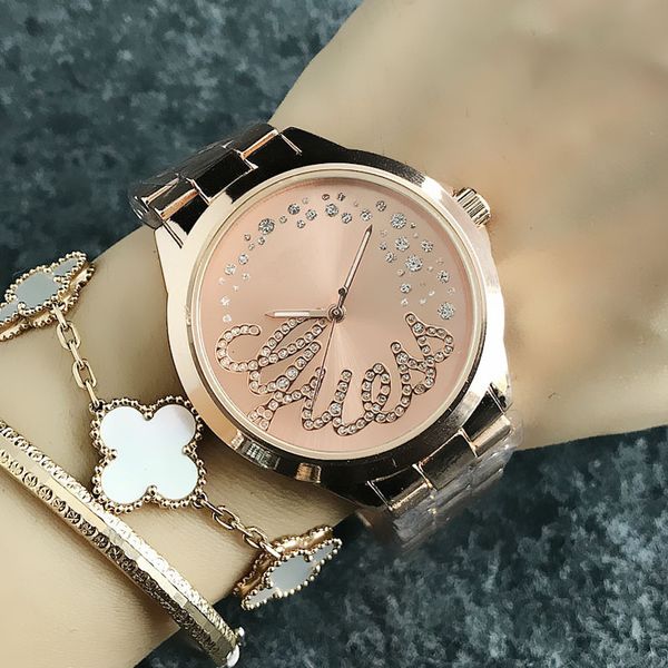 

марка кварцевые наручные часы для женщин девушка с циферблата металла стальной полосы gs 11, Slivery;brown